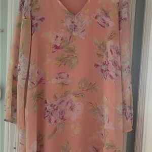 Pinkblush Floral V-Neck Chiffon Dress